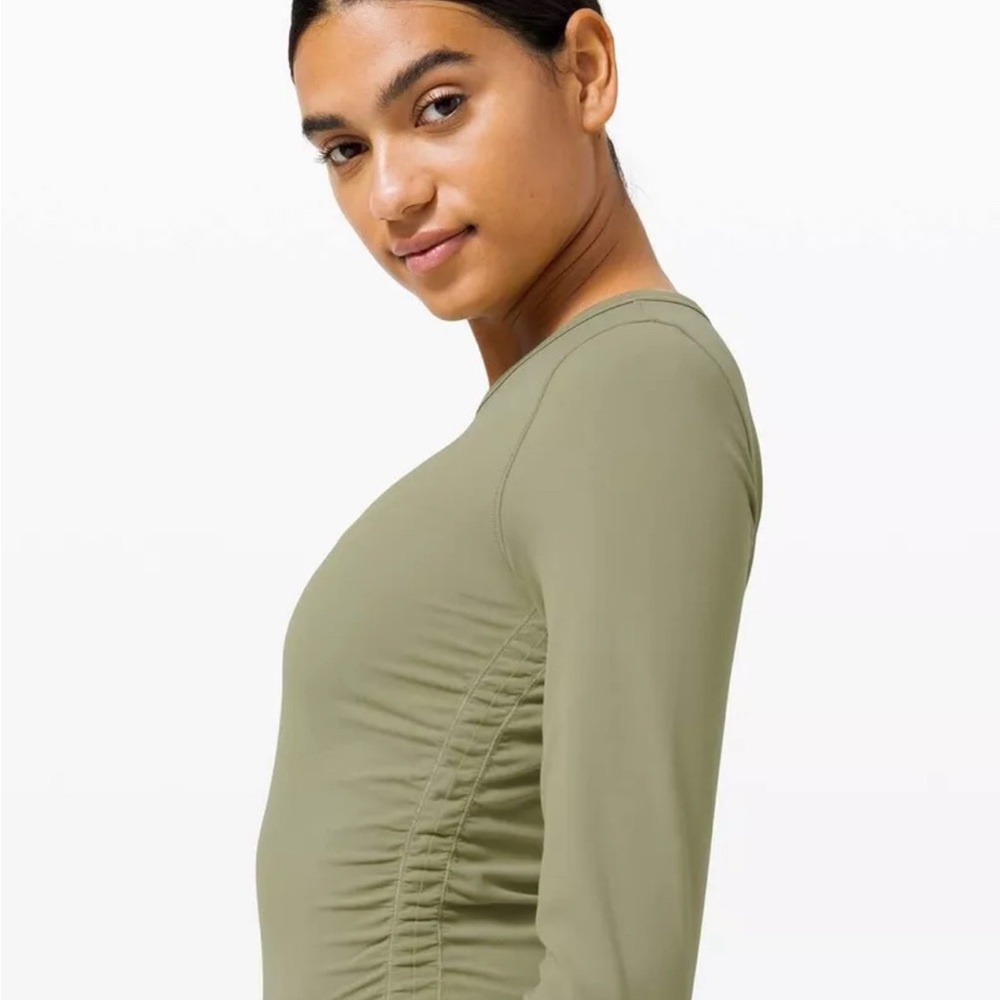 Lululemon 4 All It Takes Long Sleeve Rosemary Green Ruched Stretch RARE